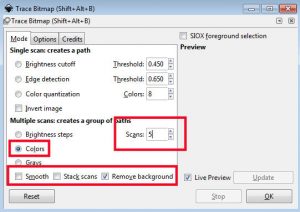 inkscape trace bitmap not removing background