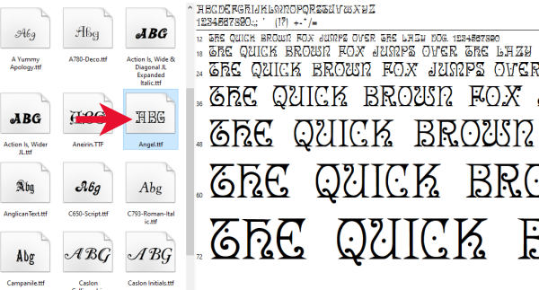 font glyphs paintshop pro