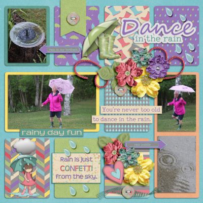 Playing In The Rain Scrapbook Page • Birdsnest Designs