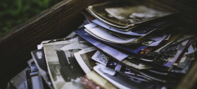 Box of photos you can include for scrapbooking