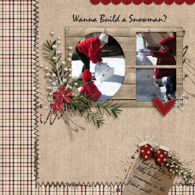 digital scrapbook page about snowman