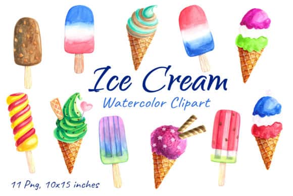 Watercolor-Ice-Cream-Clipart-Graphics-10650267-1-1-580×387 | Scrapbook ...