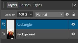 A new rectangle shape is added on top of the image we want to watermark