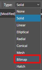 Selecting the Bitmap type in Affinity