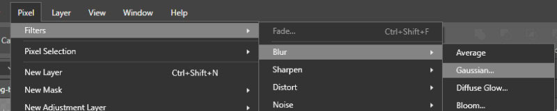 Shadow layer with the Gaussian Blur filter open, softening the edges of the shadow for a more realistic look.