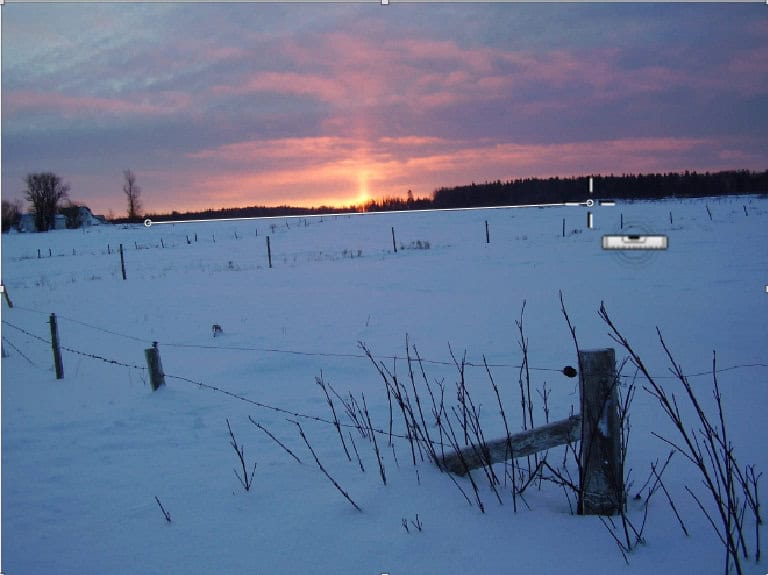 Straighten cursor in Affinity showing a crosshair and level indicator for aligning a horizon